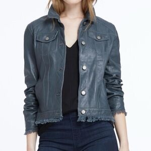 Jakett‎ JKT NYC Alexa Jean Burnished Grey Leather Jacket Size M